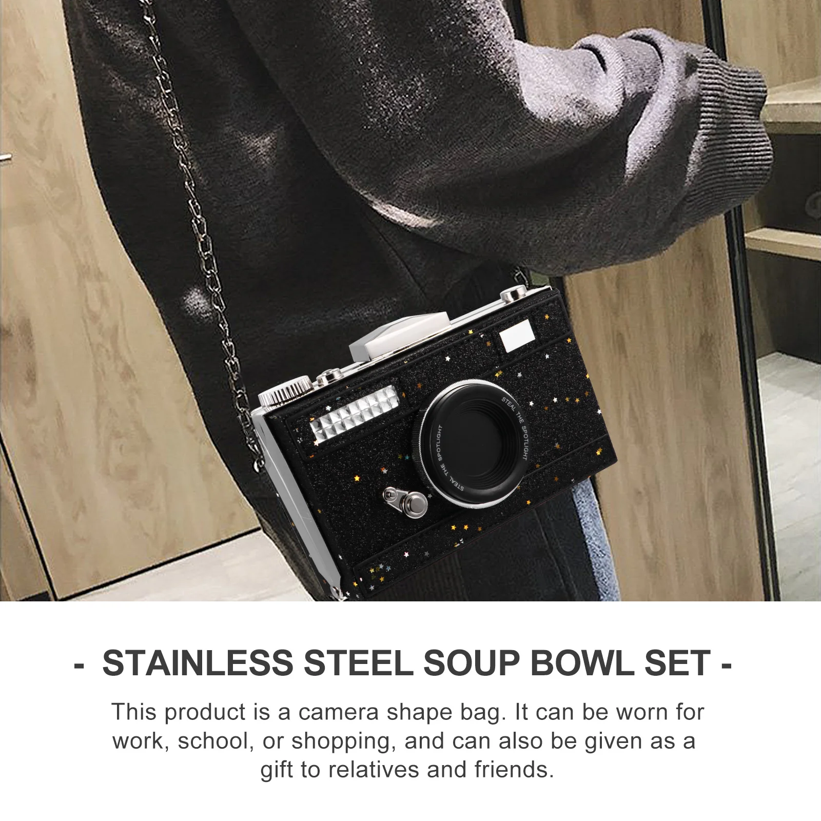 1 قطعة حقيبة كتف PU حقيبة نمط الكاميرا تصميم حديث بسيط براعة قوية مثالية للعمل هدية المدرسة لها #3