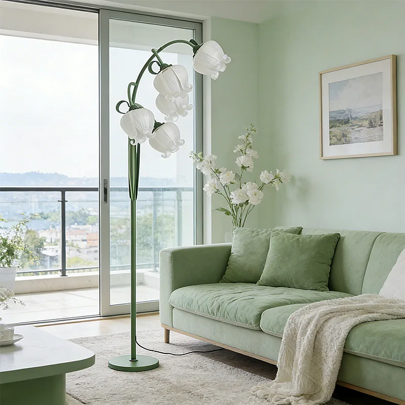 French Countryside Floor Lamp Designer Lily of The Valley LED Fishing Light Living Room Bedroom Dining Room Adorn Reading Lights