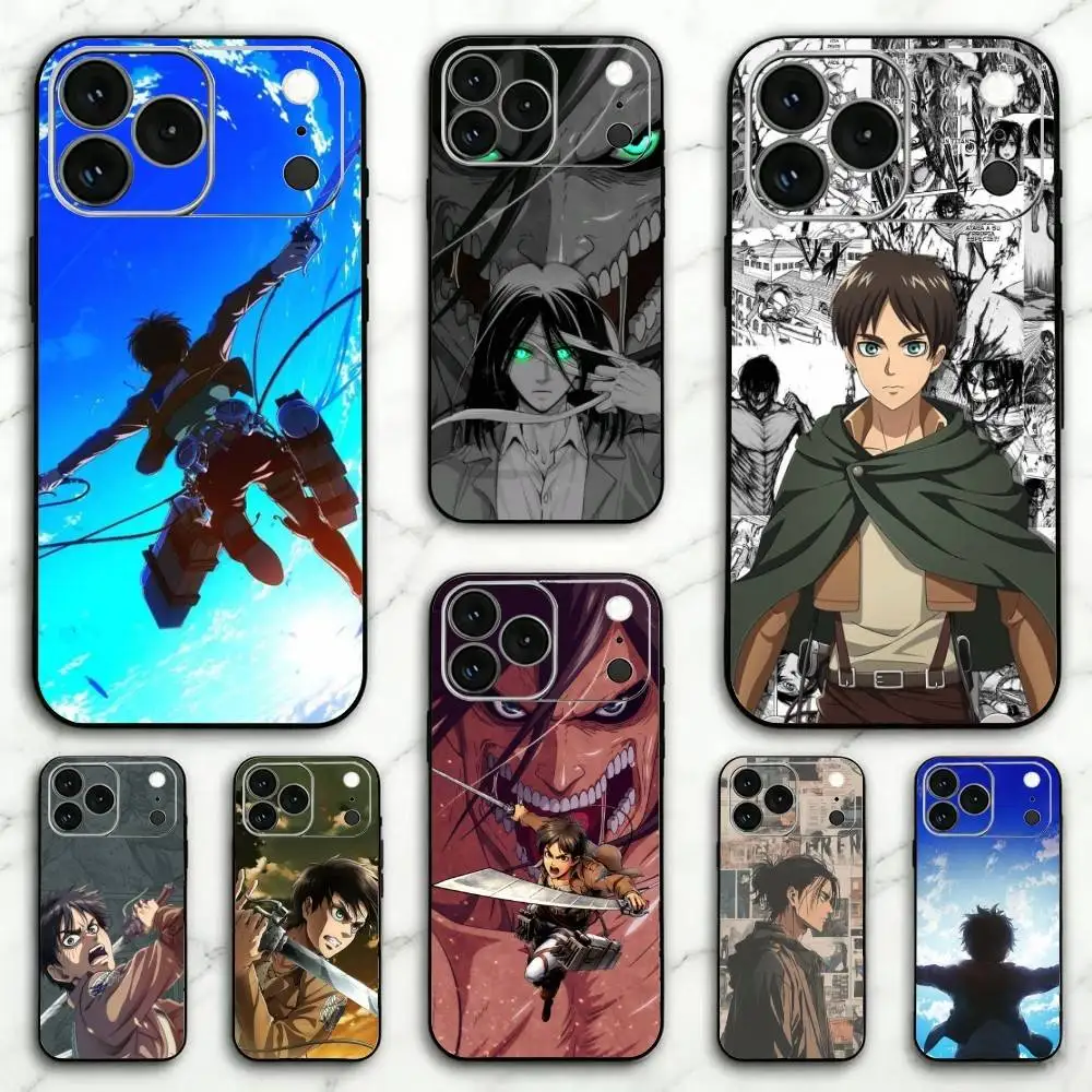 

AOT Eren Mobile Phone Case For iPhone 17,16,15,14,13,12,11 Plus,Pro Max,XS,Soft Silicone Black Cover