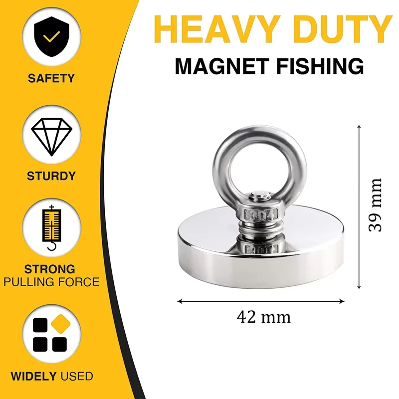 Super Strong Neodymium Fishing Magnet Hook N52 Heavy Duty Rare Earth Magnet with Countersunk Hole Eyebolt Salvage Magnet Imans