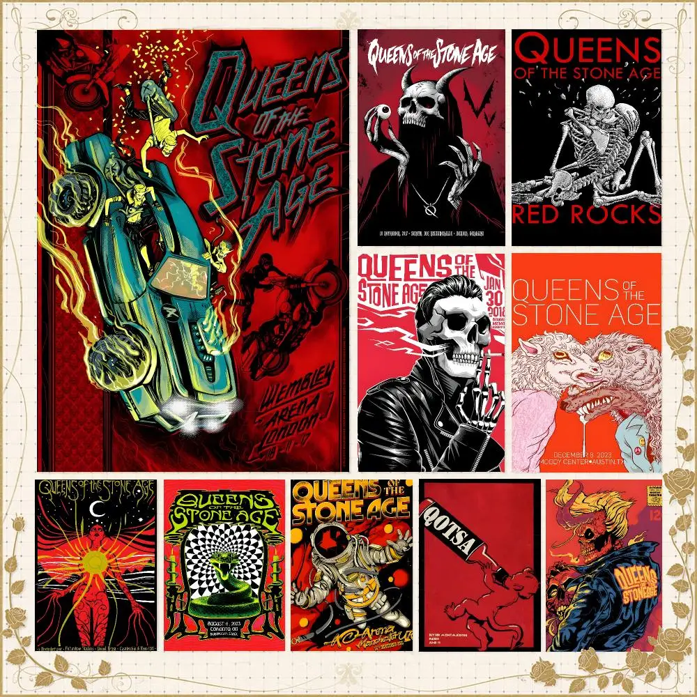 Band Q-Queens of the Stone Age Rock Poster Wall Art Bedroom Living Room Dorm Bar Cafe Gym Studio Home Decor Gifts
