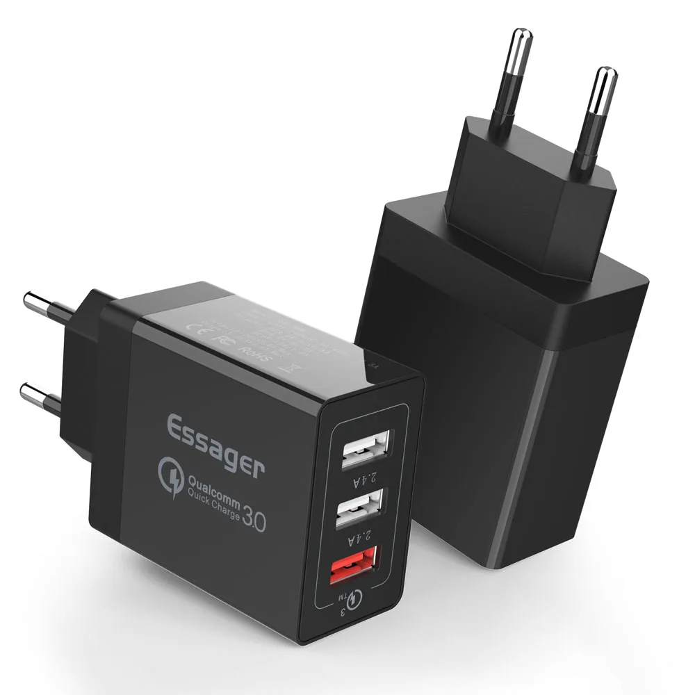 Essager 3 Port USB Charger Quick Charge 3.0 30W Portable Wall Charger Fast Charging For Samsung Xiao
