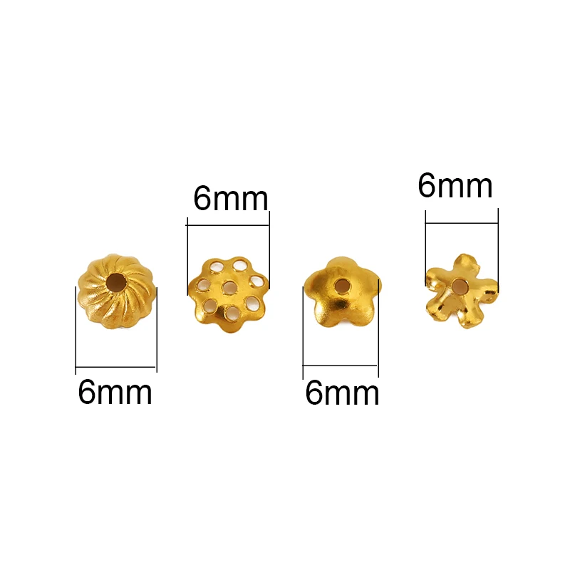 30pcs Never Fade 6mm Stainless Steel Flower Beads Caps PVD Spacer Beads End Covers for Necklace Earring Making Jewelry Findings image 2