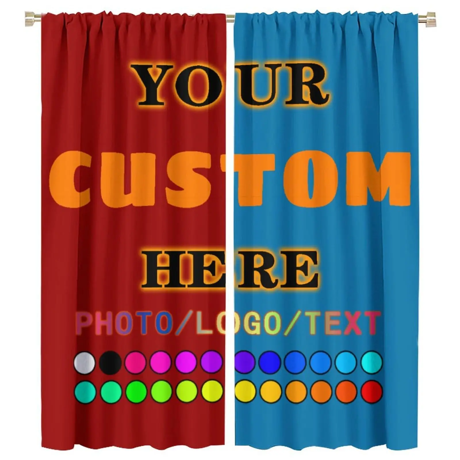Custom Curtain For Windows Personalized Customizad Photo Text Blackout Curtain Drapes for Bedroom Living Room Club Office Decor