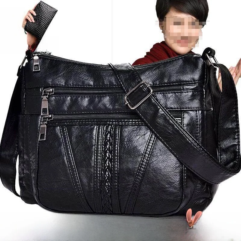 

2023 New Large Capaci Soft Leather Mom Bag Lightweight Multi-ket Ladies Crossbody Bag Casual Simple Sle for Middle-Age...