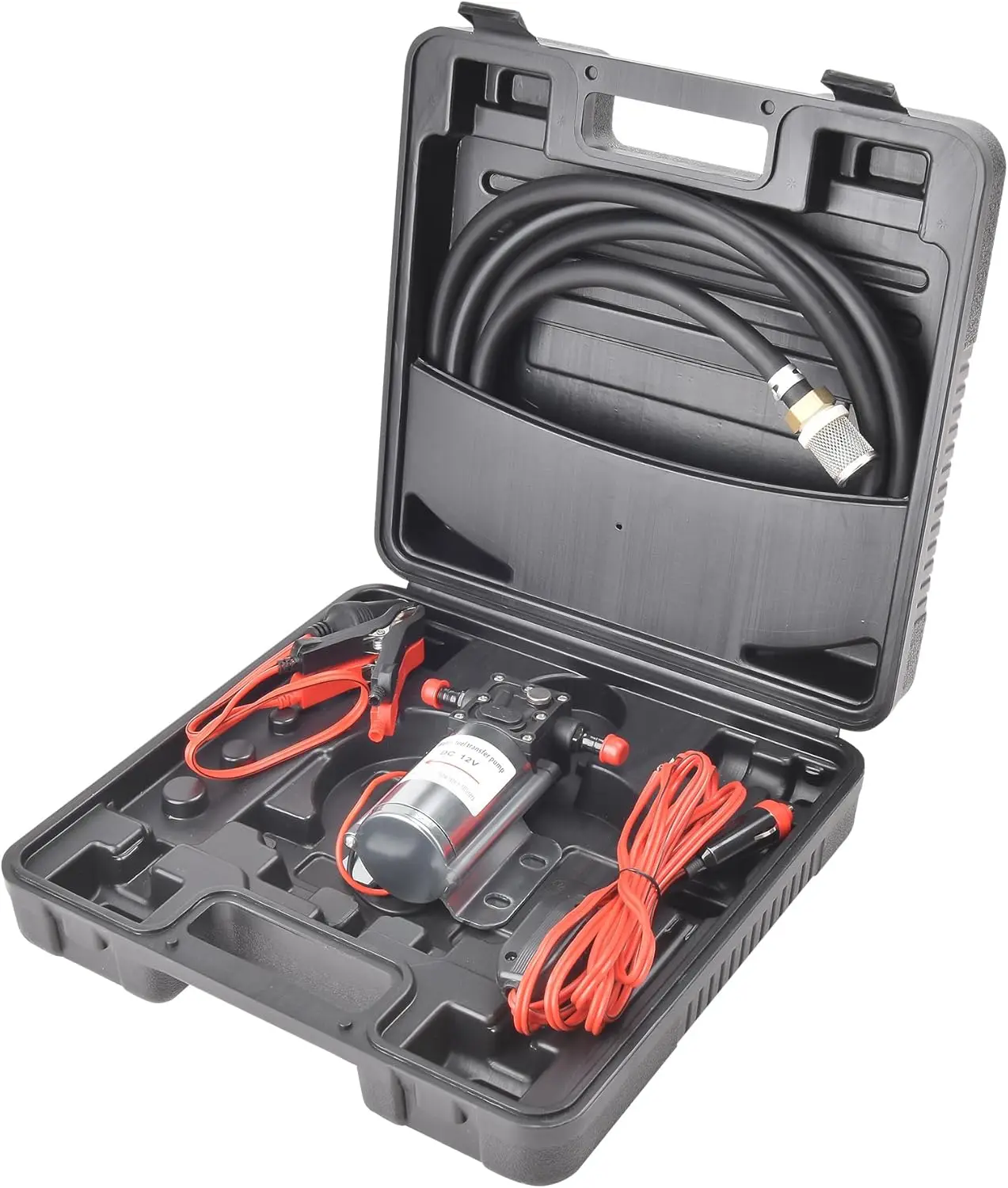 

12V Electric Fuel Transfer Pump Kit with Case, High Efficiency for Gasoline, Diesel, Water & Liquids