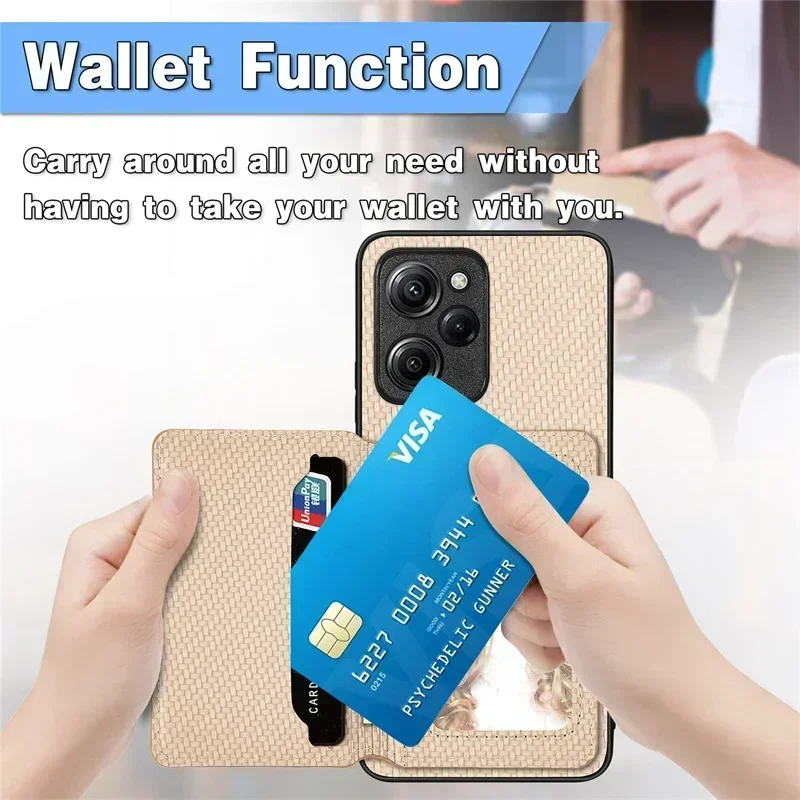 For Poco F6 X6 M6 Pro 4G 5G RFID Leather Wallet Back Case For Xiaomi Poco X4 NFC X3 X5 F5 M4 M3 Pro X3 GT F 6 X F3 M5S C65 Cover