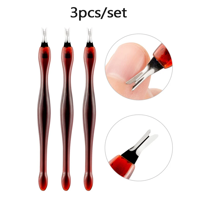 3pcs/set Manicure Clean Nails Dead Skin Fork Spoon To Push The Cuticle Pusher Knife Exfoliating Nail Art Tools