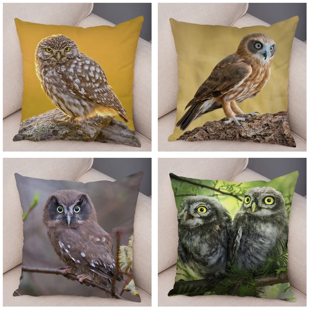 Cute Animal Pillowcase  Sofa Home Children\'s Room Wild Owl Cushion Cover Decoration