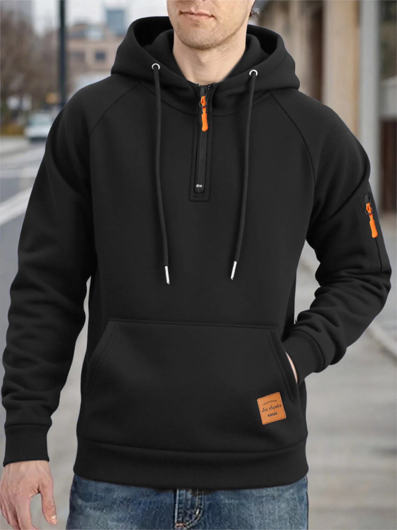 جديد 2025 سترة رجالية بغطاء للرأس للخريف سترة رياضية غير رسمية بقلنسوة ريترو هاراجوكو بأكمام طويلة نصف سحاب ملابس خروج فضفاضة متعددة الجيوب #2