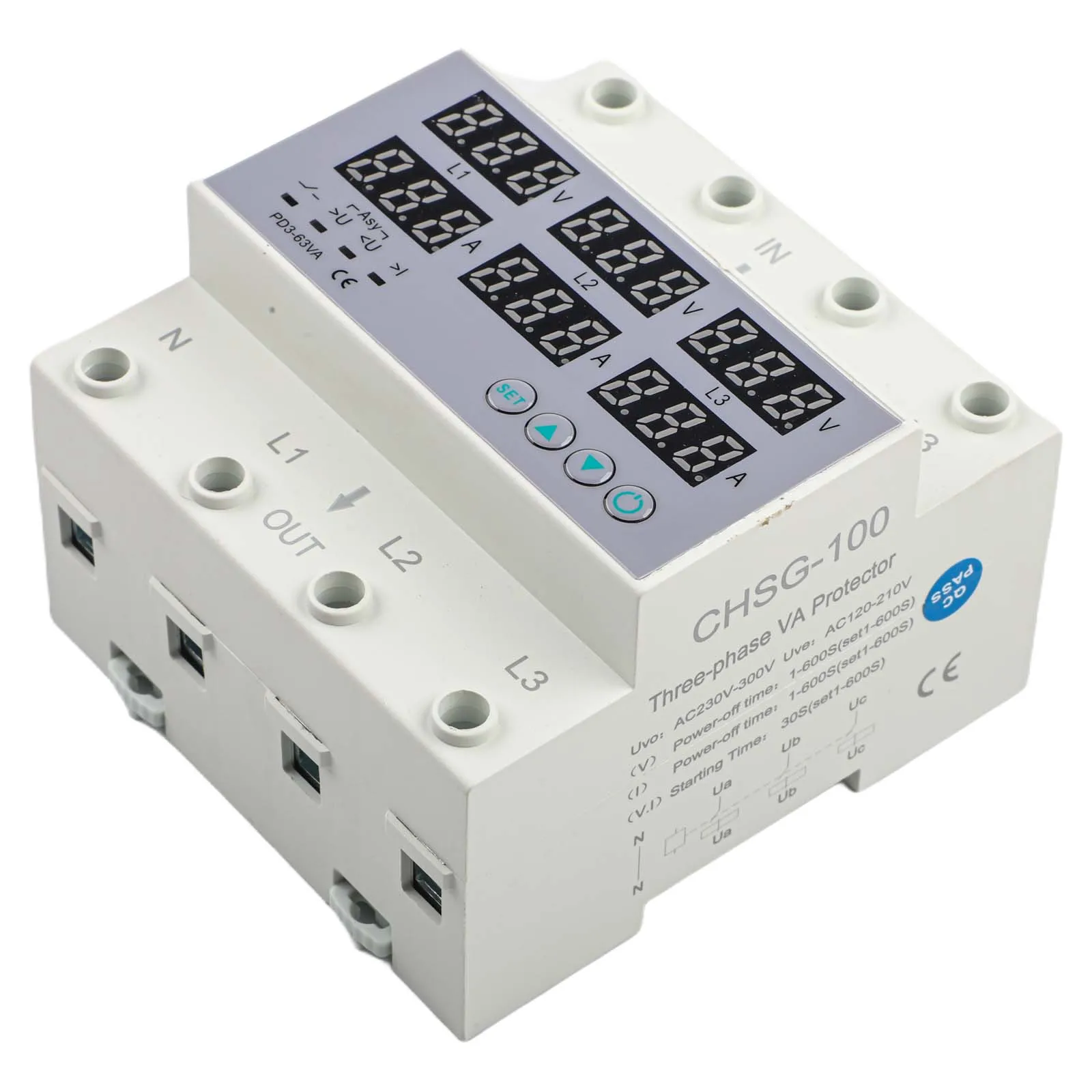 Interruttore automatico limitatore di tensione regolabile limitatore di corrente di sicurezza elettrica 91mm * 50mm * 90mm Design compatto per il controllo della tensione