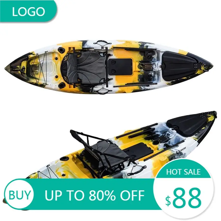 Single‑Seat Hard‑Shell Kayak Kuer HDPE Sit‑on‑Top Complete With Paddle For Marine Freshwater Paddling