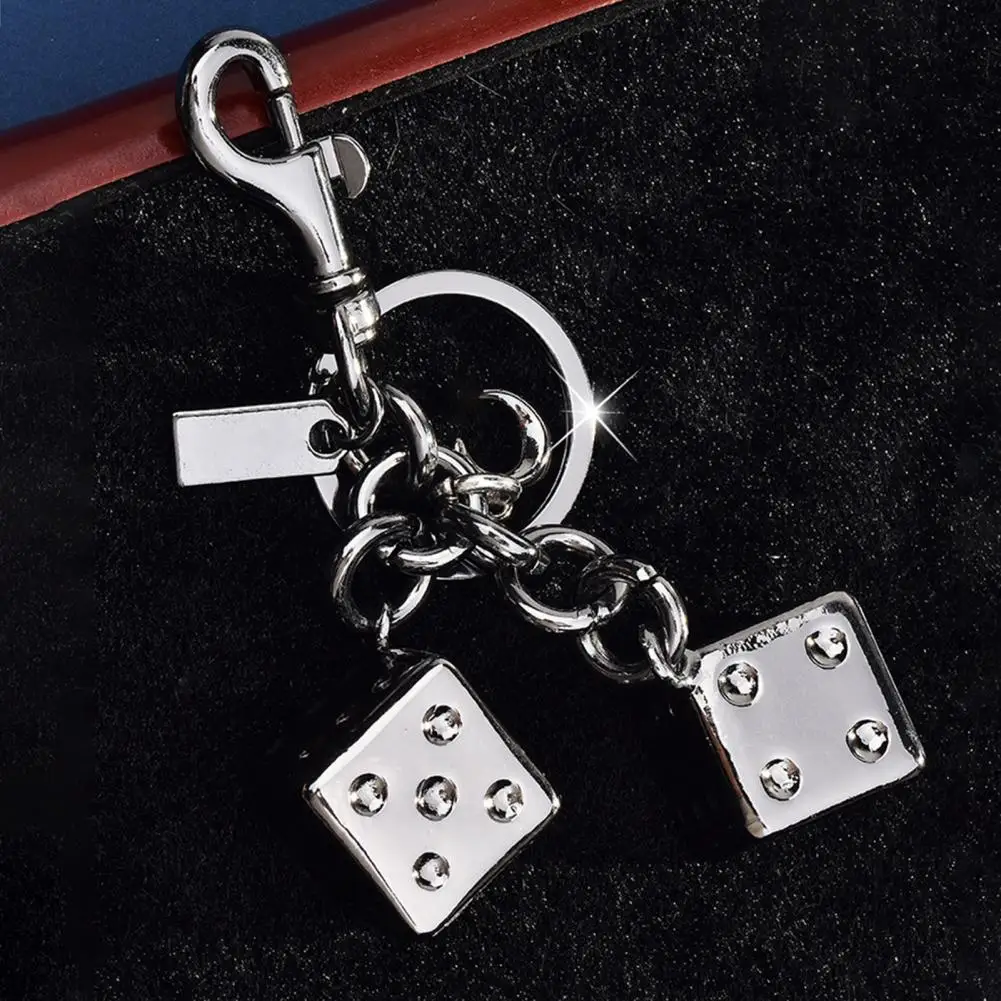 

Golden Dice Keychain Pendant Portable Lucky Charm Multifunctional Bag Charm Key Ring Backpack Metal Dice Design Keychain