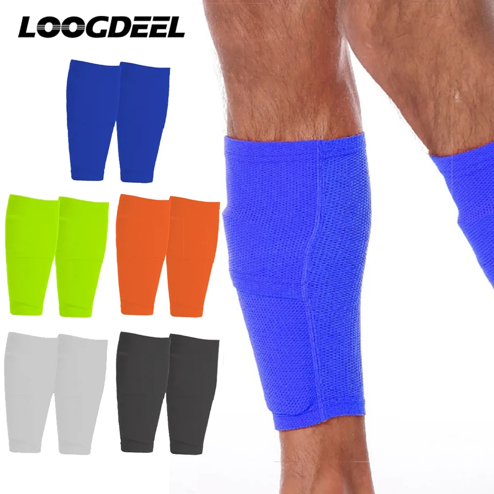 

LOOGDEEL 1Pair Football Shin Guard With Pocket Compression Calf Sleeve Sports Socks Soccer Leg Support Protector Adult Teen Kids