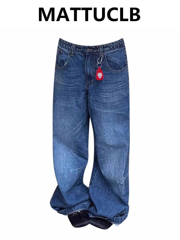 

Женские мешковатые синие джинсы широкого кроя Y2k Boyfriend High Street, уличная одежда, японские джинсовые брюки в стиле ретро 2000-х годов в стиле гранж, Harajuku