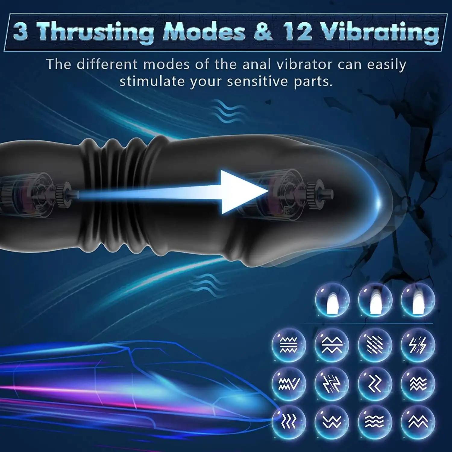 HESEKS 3 in 1 Anal Vibrator Thrusting Prostate Stimulator Massager Delay Ejaculation Penis Ring Anal Butt Plug Sex Toys for Men