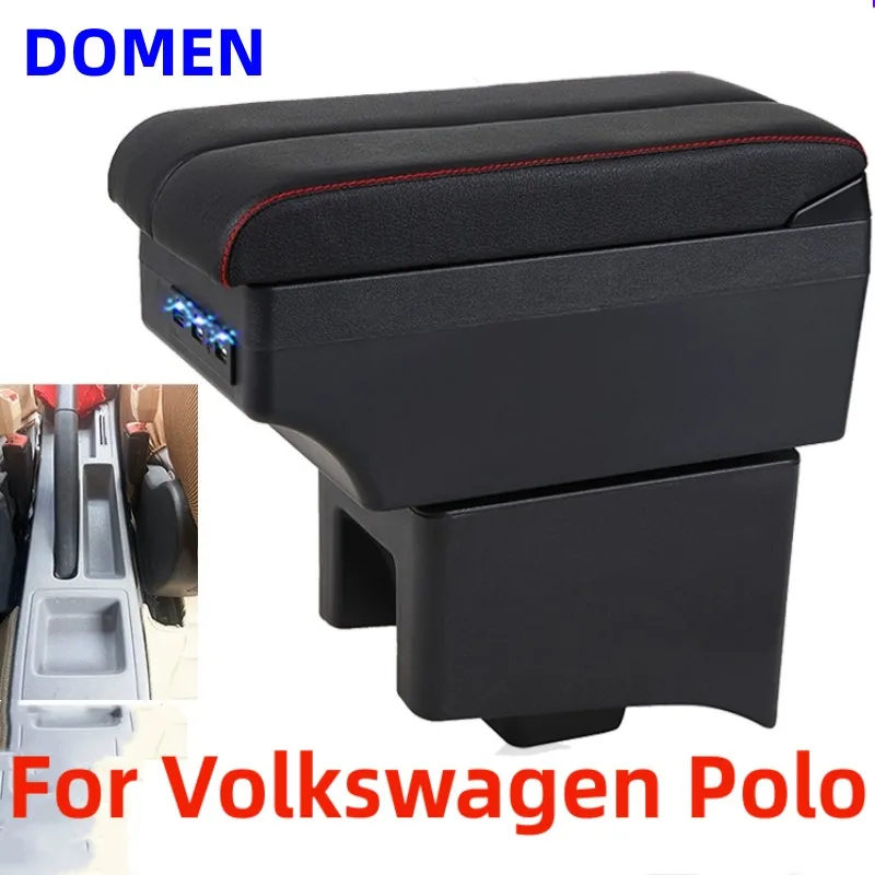 

For Volkswagen Polo armrest box Interior Parts Car Central Content With Retractable Cup Hole Large Space Dual Layer USB Charging