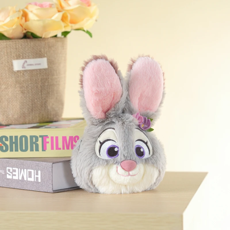 Disney Zootopia Judy Nick leopardo oficial cartera auricular portátil Mini llavero lindo dibujos animados monedero de felpa colgante Decoración