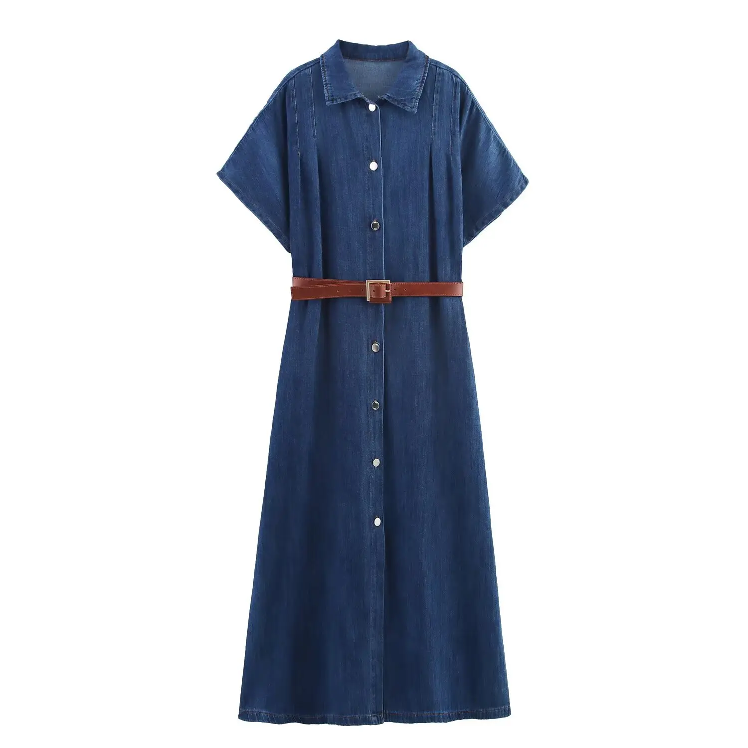 Faionable Denim Dr مع حزام الخريف وصول جديد الملابس النسائية عالية الخصر ألف خط تنورة ort Sve طوق Ci C...