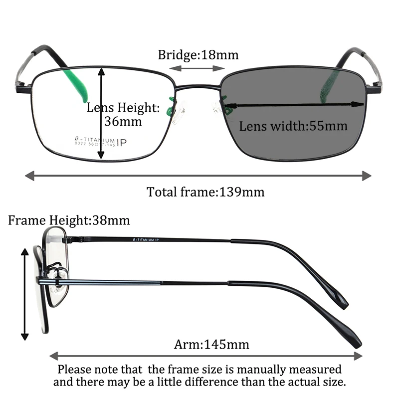 Herren brille Titan rahmen progressive multifokale Lesebrille Herren Harz linsen Anti-Strahlung photo chrome Linse angepasst