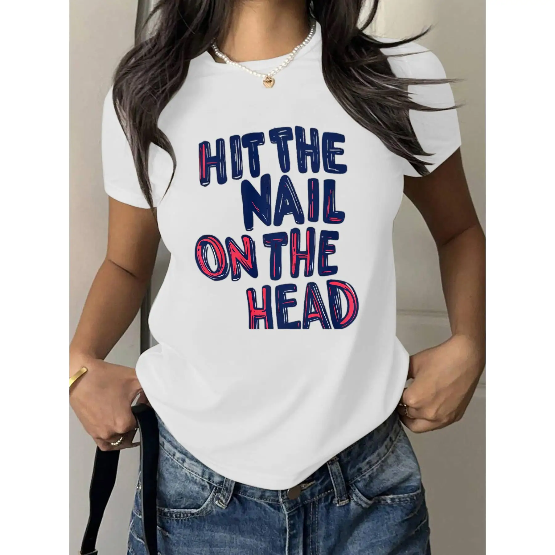 

Hit the Nail on the Head Funny Quote T-Shirt Unisex Cotton Tee for Casual Summer Streetwear or Friends Gift