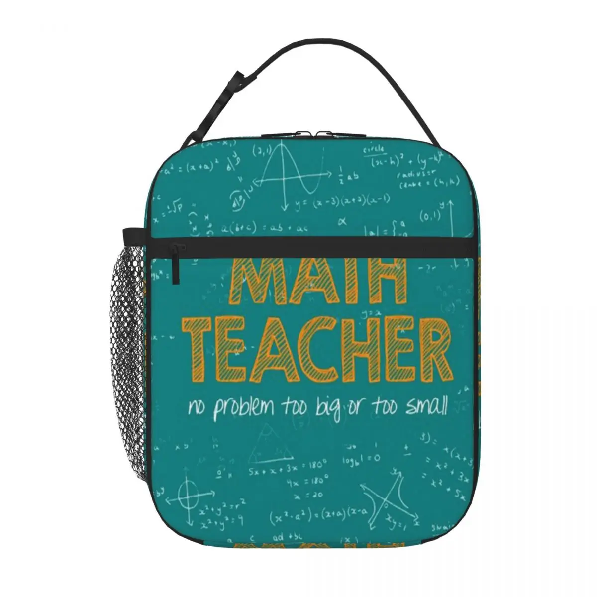 Bestselling Math Teacher (no Problem Too Big Or Too Small) - Green Embossed Nylon Lunch Bag Cycling Trip Insulated Lunch Bag