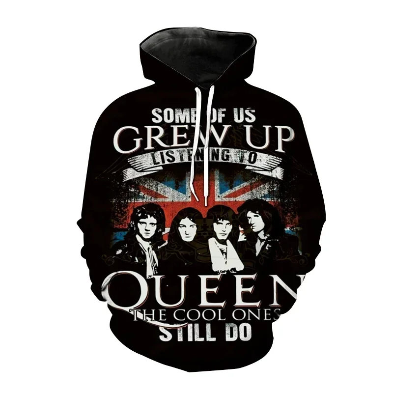 Rock Queen Band Hoodies Freddie Mercury 3D Print Men Women Hip Hop Hoodie Streetwear Pullovers Hooded Sweatshirts Kids Clothing