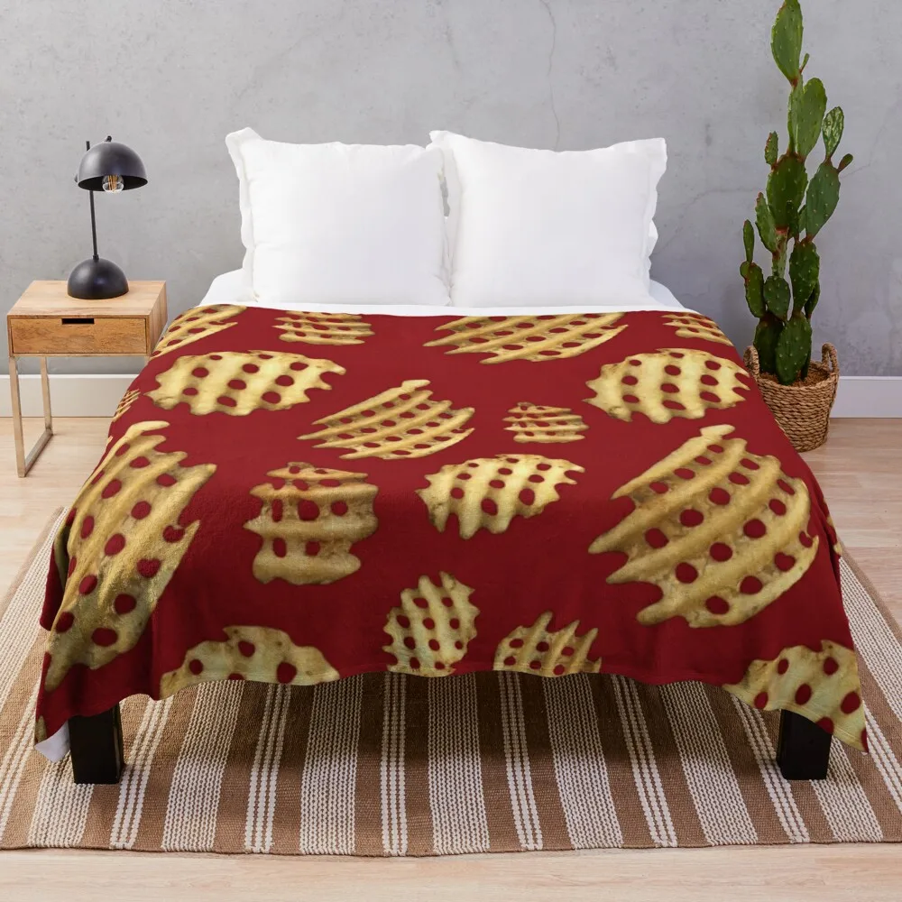 Crunchy Waffle Fries Throw Blanket Luxury Designer Sofa Quilt Plaid on the sofa wednesday Blankets