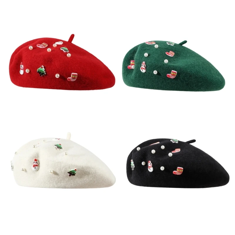 652F Classical Wool with Christmas Character Charm for Winter Seasonal Headwear