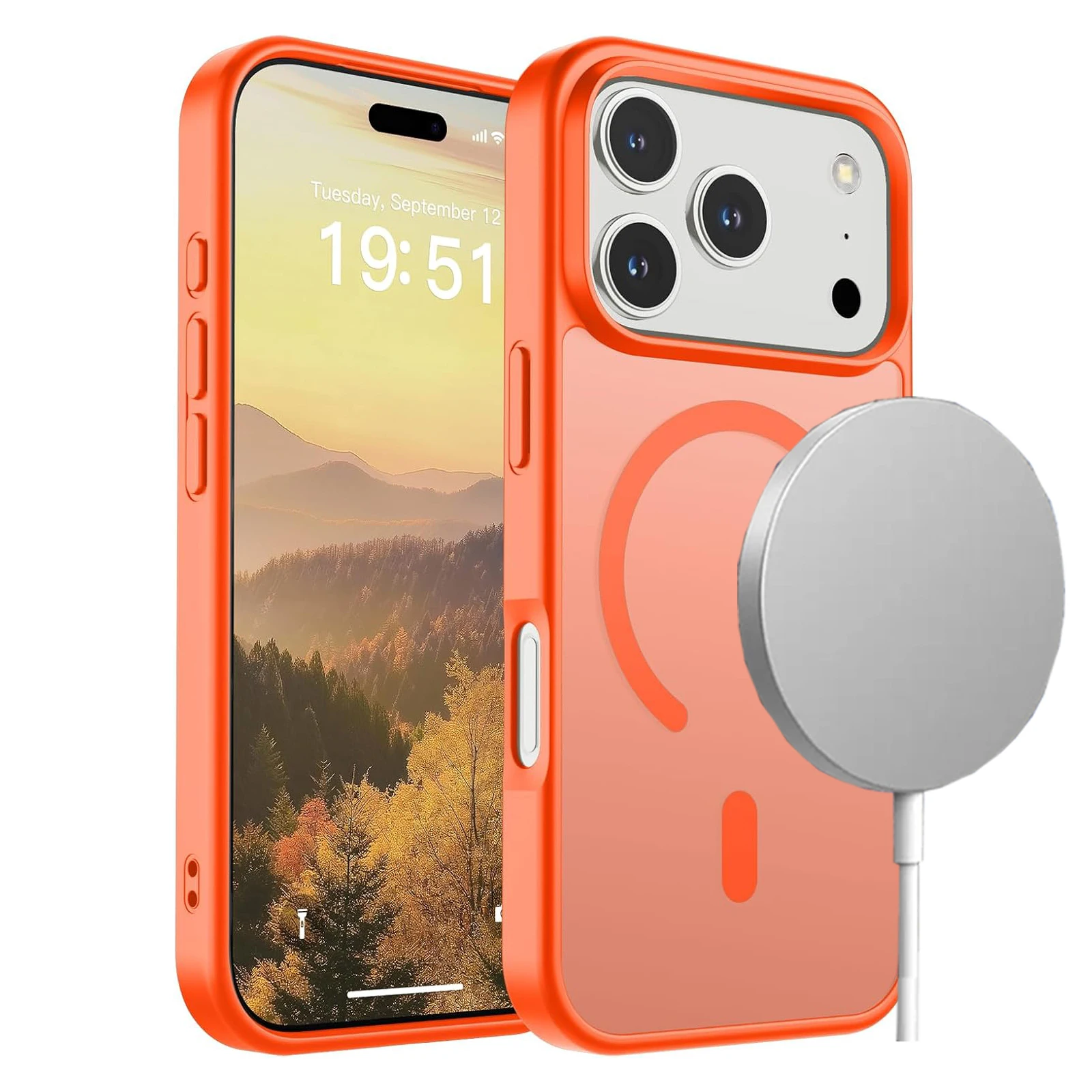 

Магнитный чехол для iPhone 17 Pro Max [совместим с MagSafe] Полупрозрачный гладкий матовый противоударный чехол-бампер с защитой от отпечатков пальцев