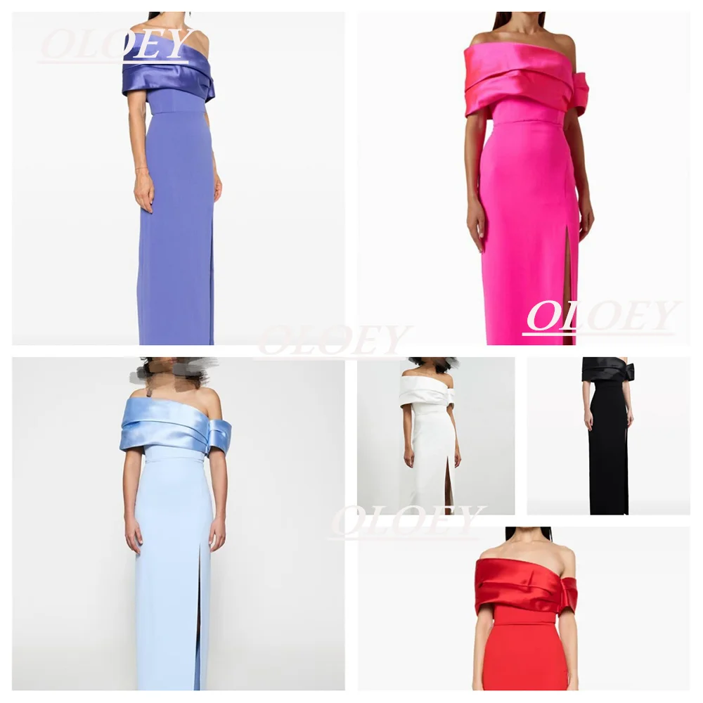 

OLOEY Elegant Off the Shoulder Mermaid Formal Evening Dresses Pleat Satin Crepe Prom Party Gown Customized فستان بي