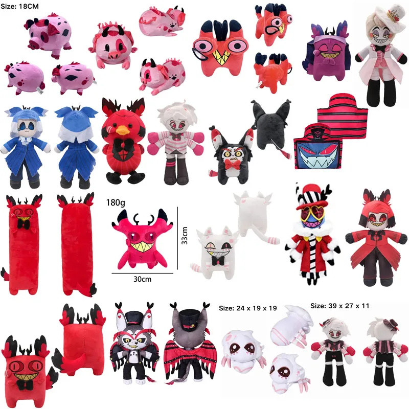 Desenhos animados Habzin Cursed Cat Alastor Plush Cosplay, Anjo Dust Husk, Lucifer Fat Nuggets, Plushies Fantasia, Mascote Adereços, Presentes de aniversário