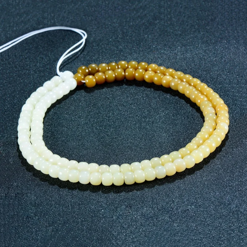 Hetian Brown Jade Gradient Color 108 Pieces Buddha Beaded Necklace Lanyard