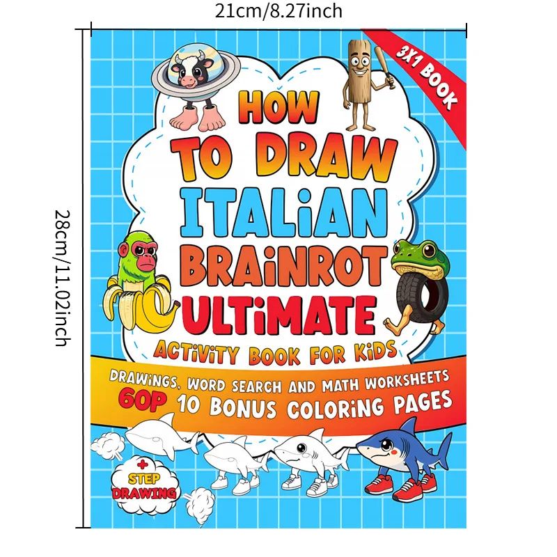 Italian Brainrot Coloring Book - Funny Italian Meme Animals & Internet Humor Art,High-Quality Paper, Smooth Texture