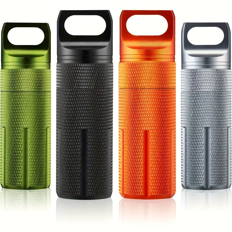 Portable Pill Case Waterproof EDC Container Capsule Airtight Aluminum Pill Bottle Keychain Pill Holder Travel Pill Storage