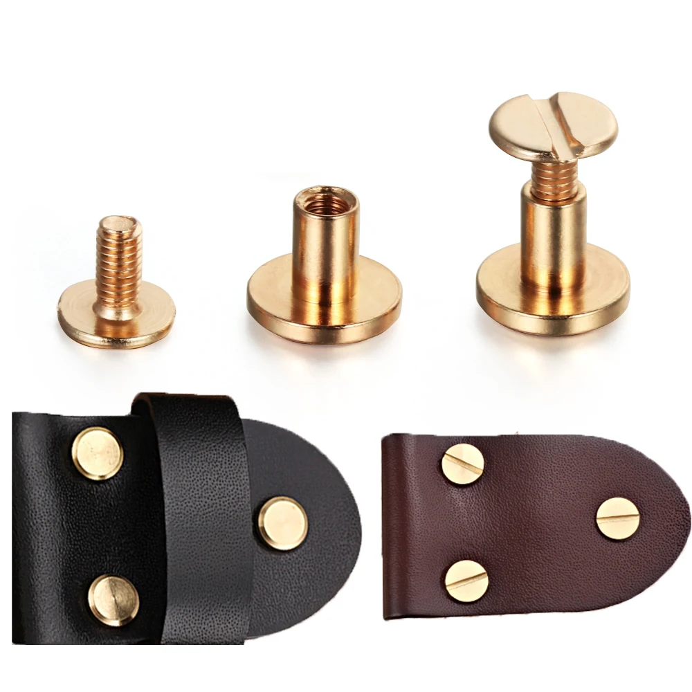 10 pcs 5/6.5/8mm DIY Brass Nail Clothes/Bag/Shoes Leather Craft Round Head Screws Strap Rivets Screw Solid Nail Bolt
