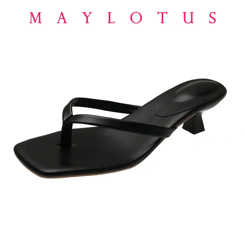 

Fashionable Versatile Black Strapless Heel Sandals Women's Flip Flops Slippers Casual Style Rubber Sole Adults Outdoor Use