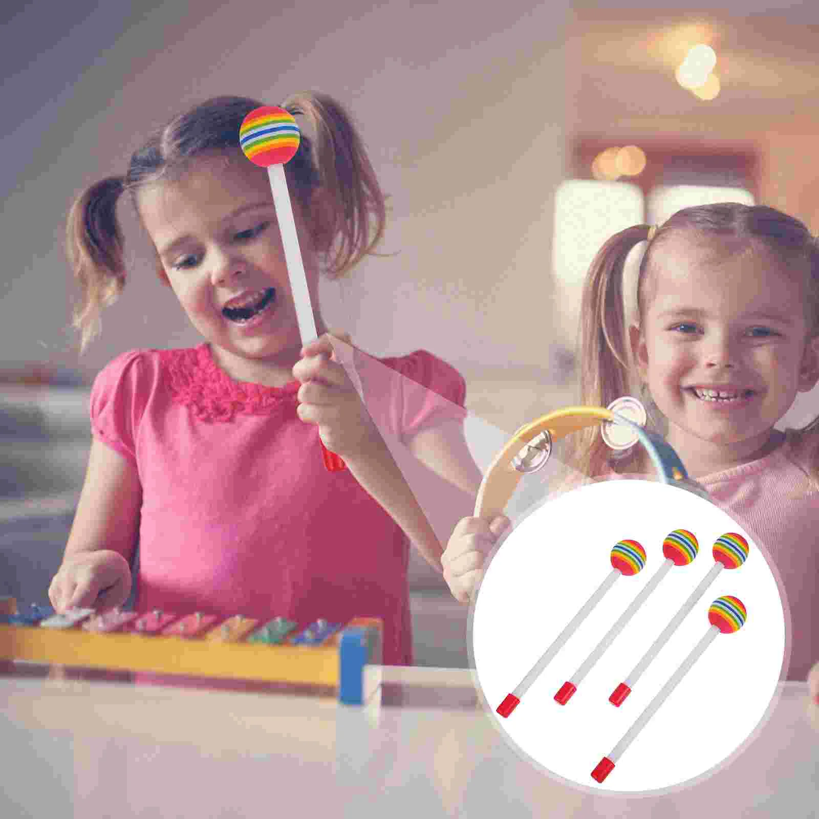 4 Pcs Drum Stick Lollipop Orff Instrument Child Sticks Glockenspiel Plastic Eva Sponge Drumsticks Percussion Accessory