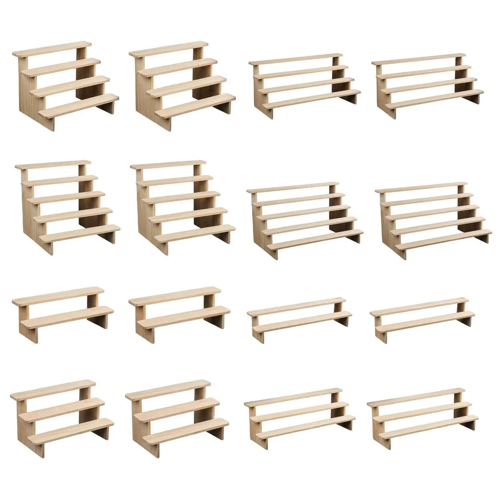 Wooden Display Riser Stand Spice Rack Organizer for Dolls Collection Figure