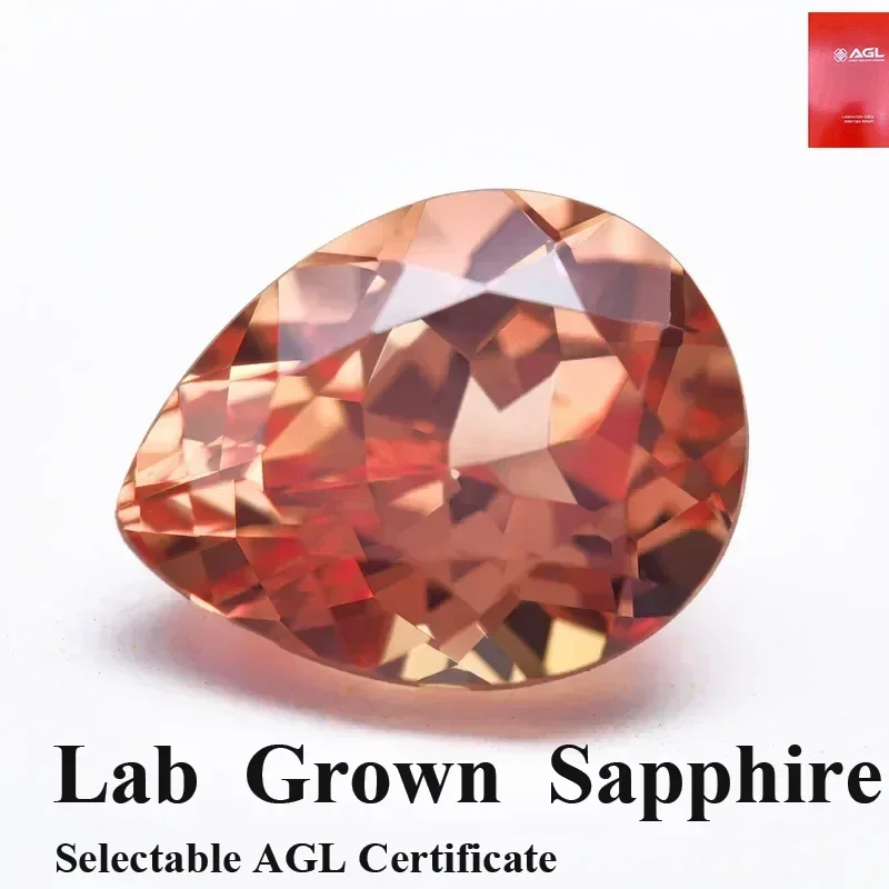 

Lab Grown Sapphire Pear Shape Orange Color VVS1 Gemstone for Charms Diy Jewelry Making Necklace Ring Selectable AGL Certificate