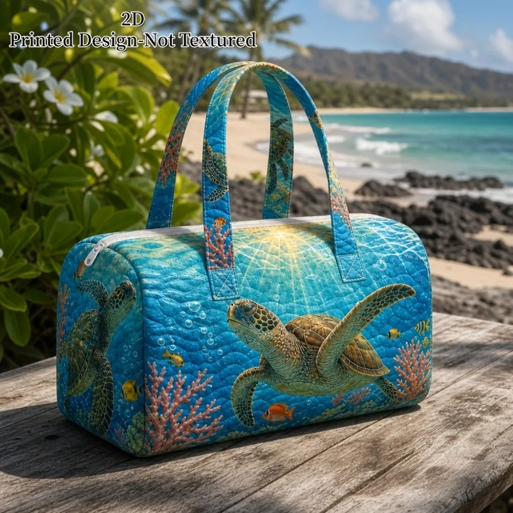 Turtle Ocean Coral Printed Women's Summer Large Capacity Waterproof Weekend Bag Beach Travel Fitness Overnight Travel Handbag