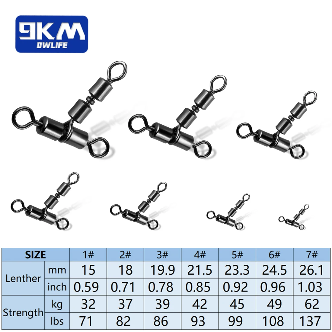 9KM Giratorios de 3 vías T dobles – Conector aparejos línea cruzada - imagen 4