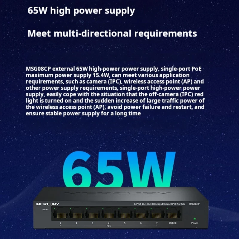 Imagem -06 - Mercury-switch Poe Ethernet Poe de Porta Única Divisor de Cabo de Rede Câmera Doméstica Msg08cp 15.4w Portas 100 Mbps 1000mbps