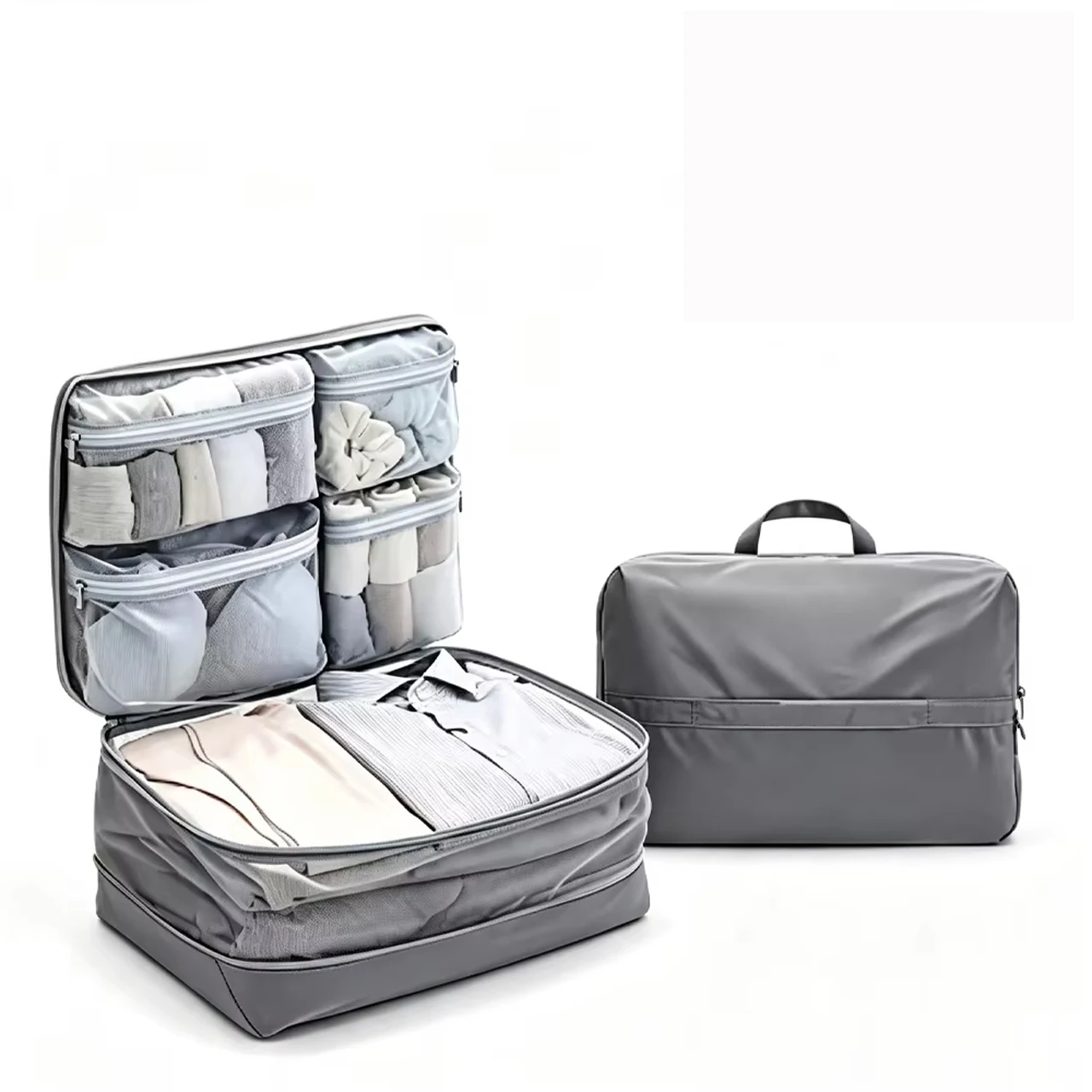 Compression Packing Cubes 5-in-1 Travel Luggage Organizer Bag Portable Multi Compartment Clothes Storage Suitcase Accessories