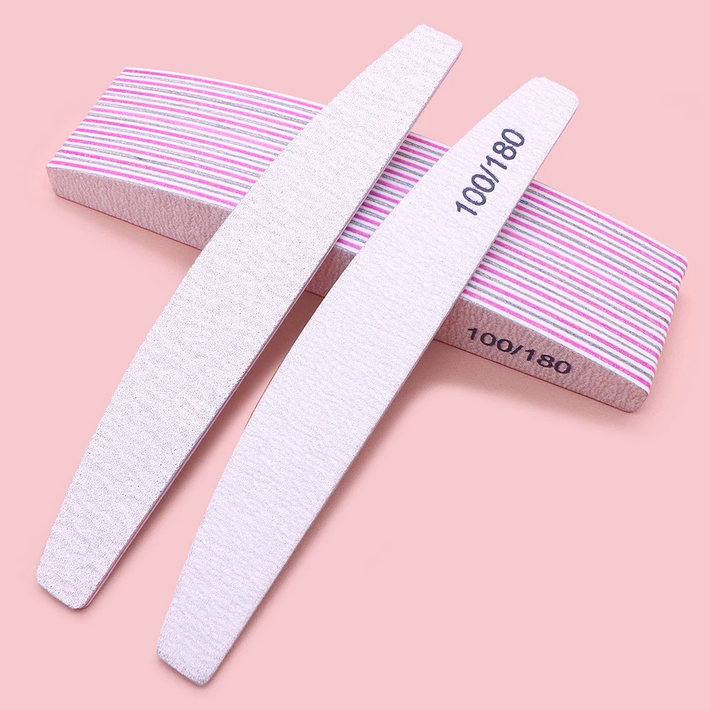 Limas de Uñas Profesionales 100/180, Paquete de 10 Limas de Uñas de Doble Cara con Diseño Zebra, Grano Grueso, para Uñas Acrílicas