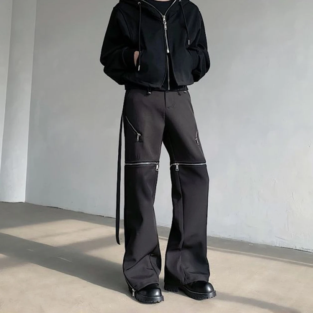 Mens Zippered Deconstructed Design Casual Pants Streetwear Fashion Niche Nightclub Youth Outdoor Long Pants Men'S Clothing 2026