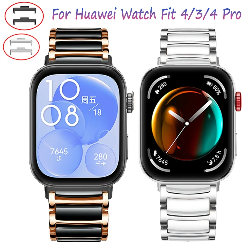 Keramik-Metallarmband für Huawei Watch Fit 4/3 Sport, austauschbares modisches Edelstahlarmband, Huawei Watch Fit 4 Pro-Zubehör