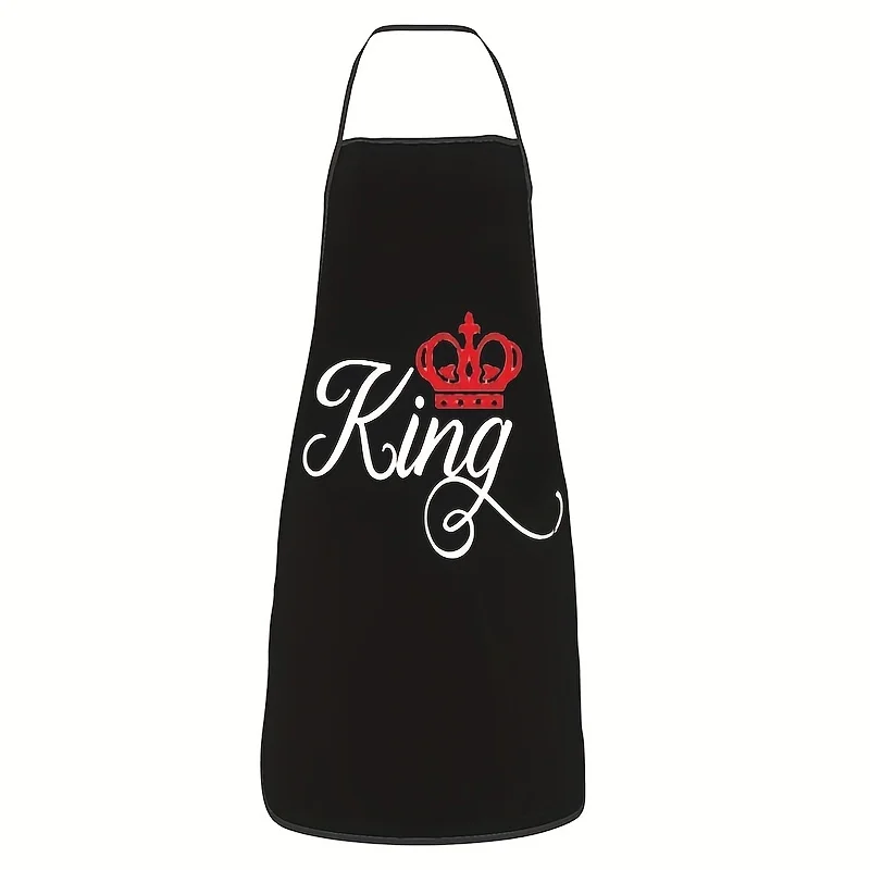 1PC Personalized Creative Black Classic Letter And Oil-proof Couple Apron For Men And Women, Restaurant Waiter Work Clothes