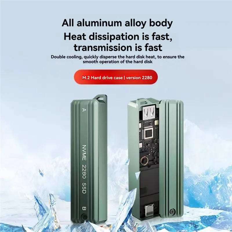 

M.2 NVME SSD Case External Enclosure USB3.1 10Gbps NVME Hard Drive Case Adapter Box