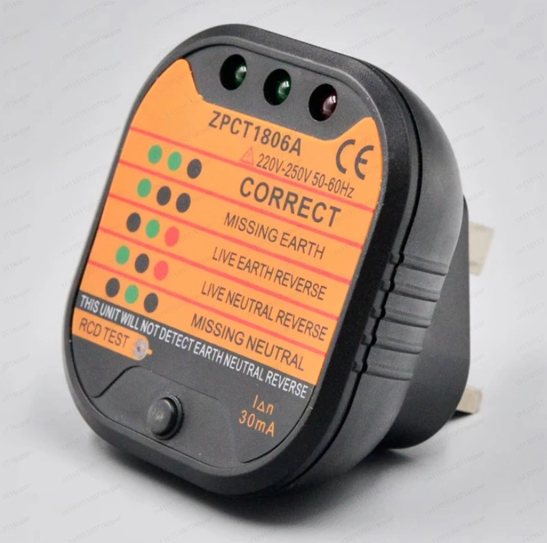 

British Standard Socket Tester, Leakage Plug Polarity Detection Ground Circuit, Switch Safety Electroscope